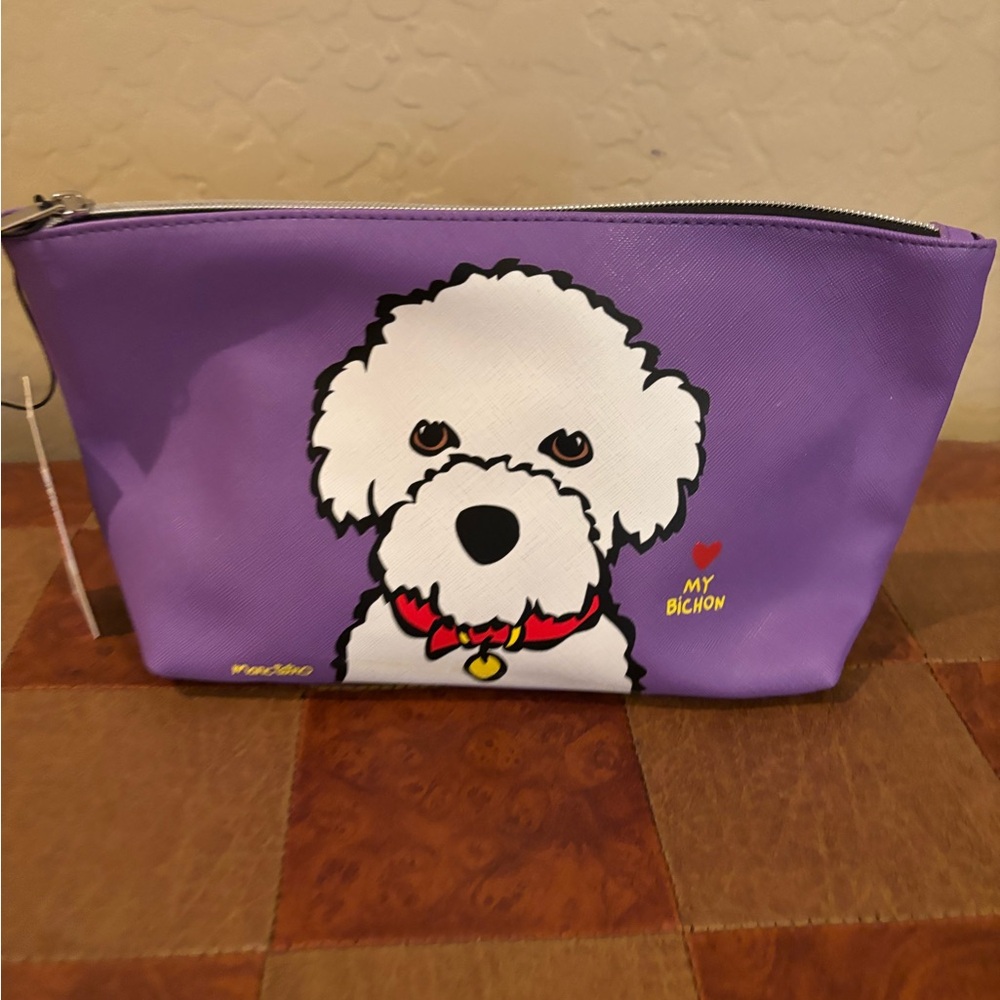 Marc Tetro Purple Bichon Print Pouch*